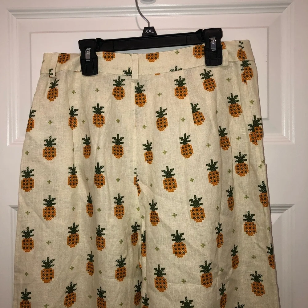 New Farm Rio x Anthropologie Linen Pineapple Resort Pants Trousers sz S - Picture 7 of 8